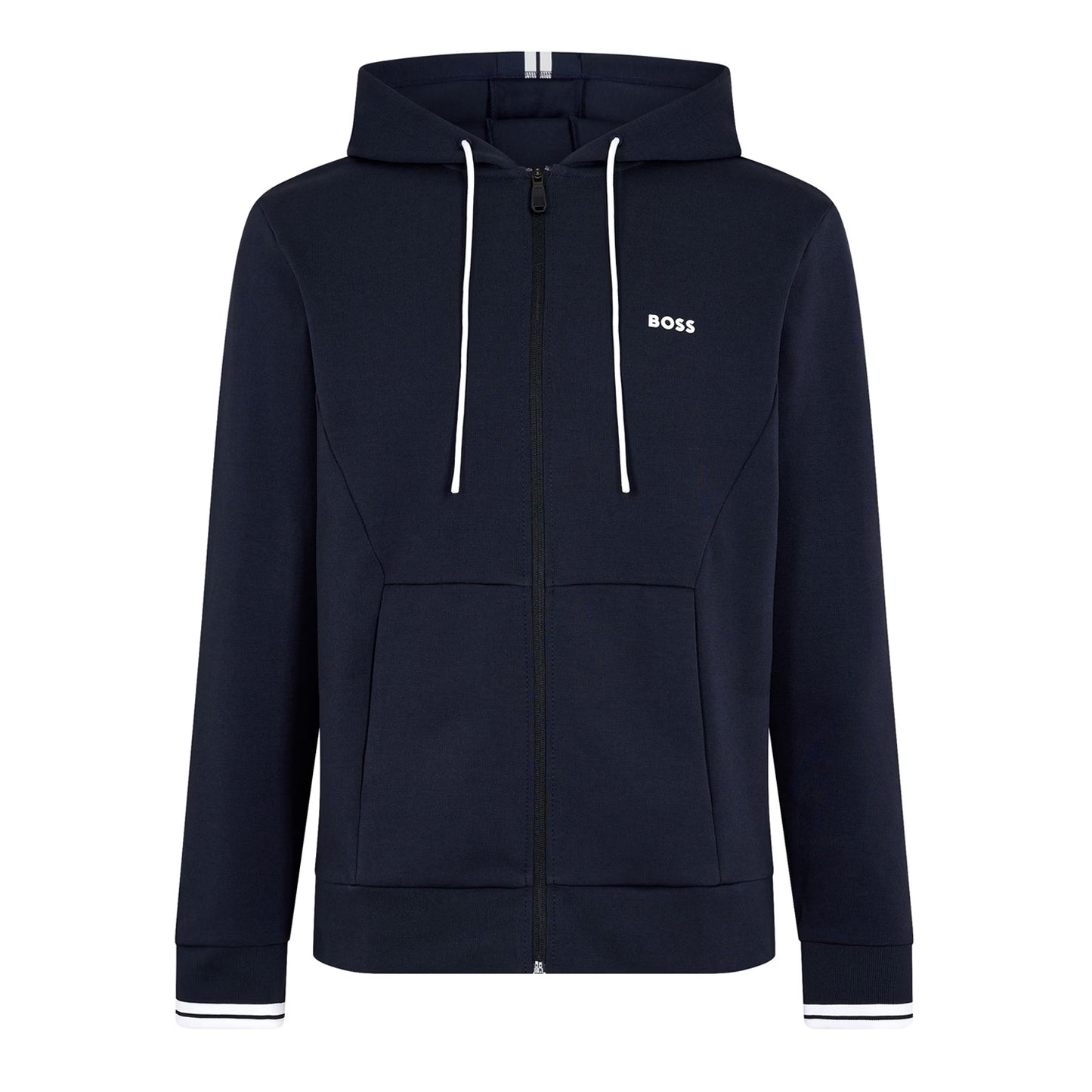 Dark Blue - Front - Boss Mens Stretch Sport Full Zip Hoodie