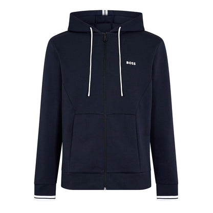 Dark Blue - Front - Boss Mens Stretch Sport Full Zip Hoodie