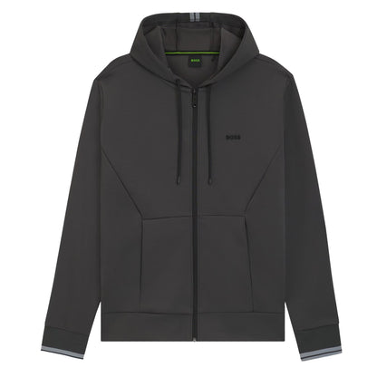 Dark Grey - Front - Boss Mens Stretch Sport Full Zip Hoodie