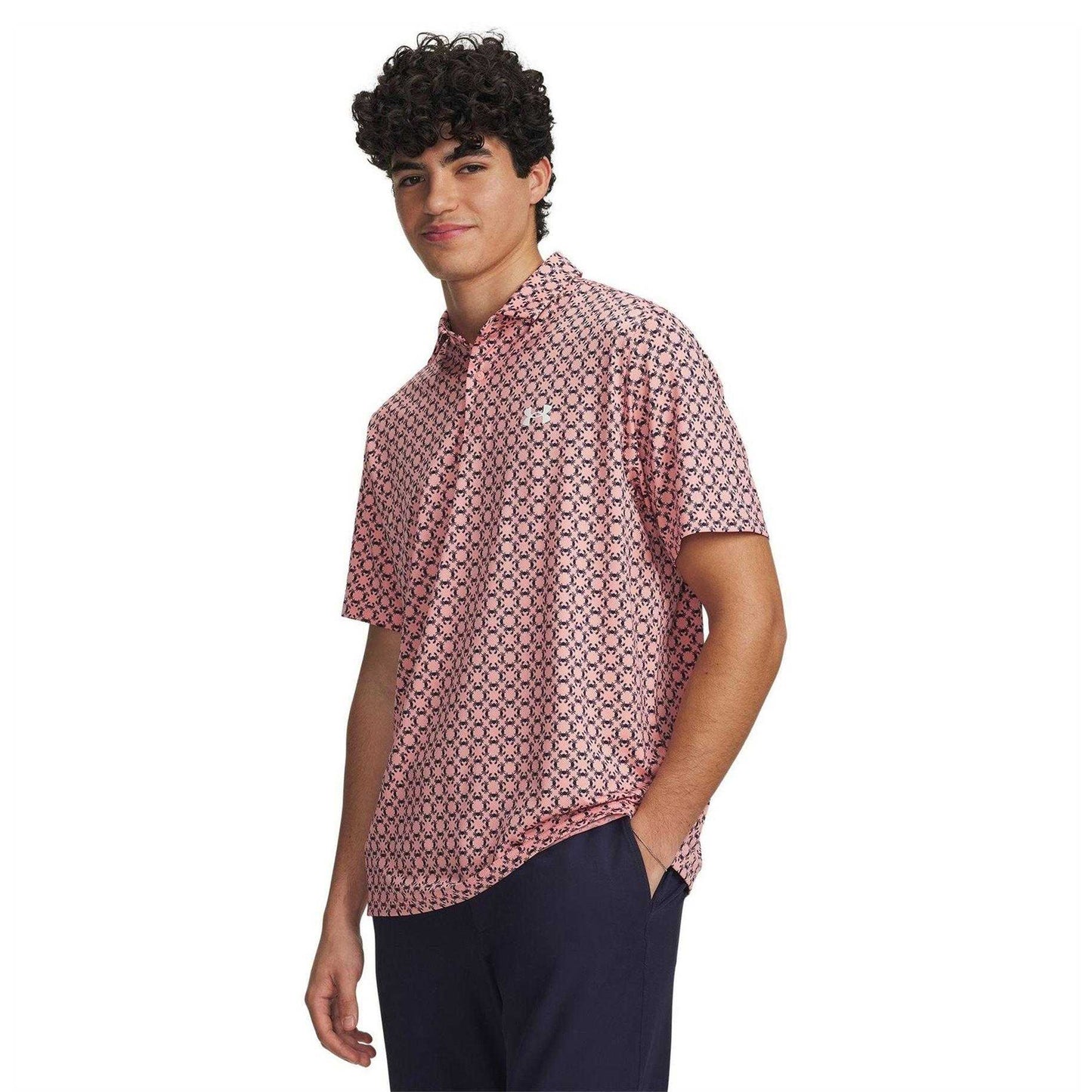 Pink-Navy-White - Front - Under Armour Mens Matchplay Crab Polo Shirt