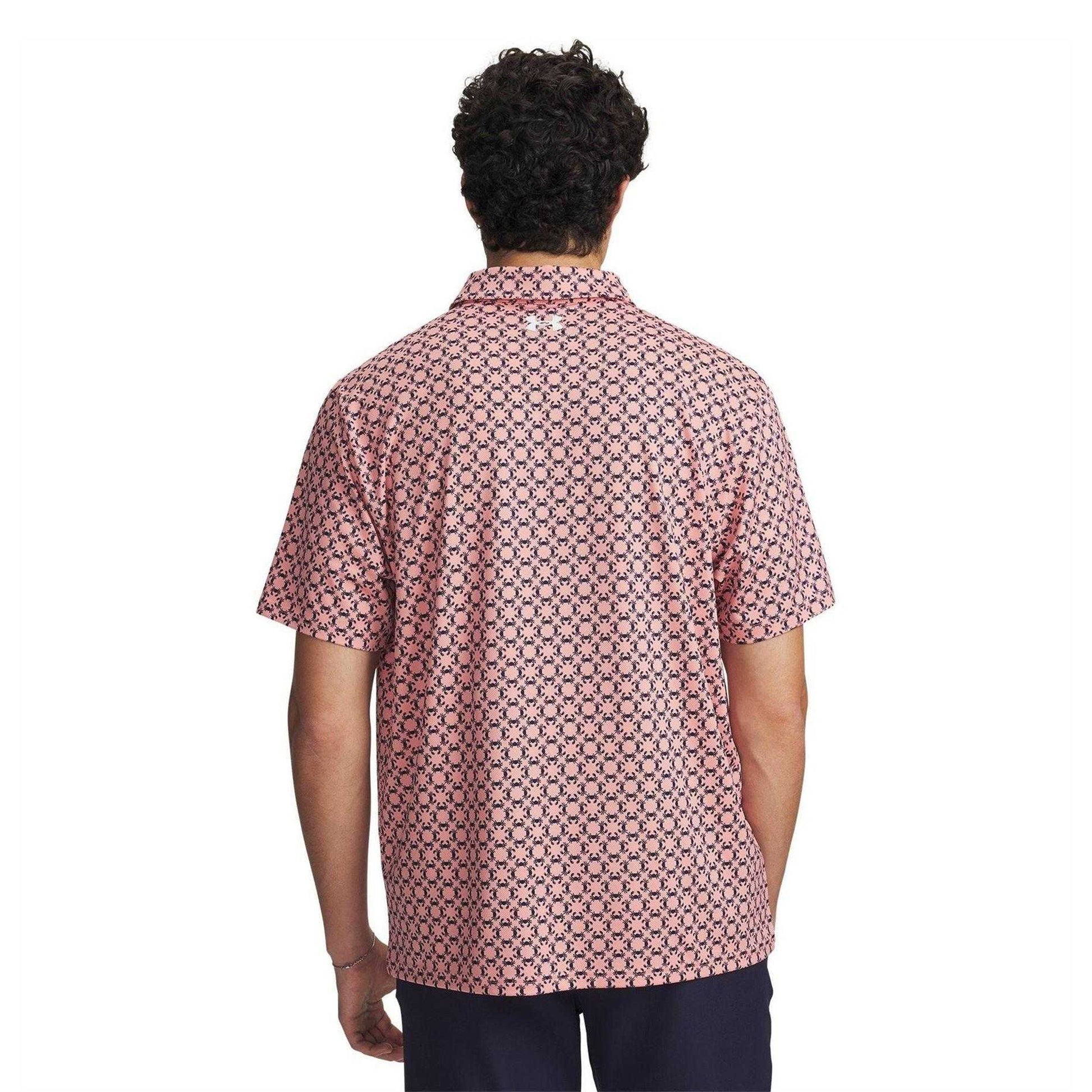 Pink-Navy-White - Back - Under Armour Mens Matchplay Crab Polo Shirt
