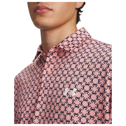 Pink-Navy-White - Side - Under Armour Mens Matchplay Crab Polo Shirt