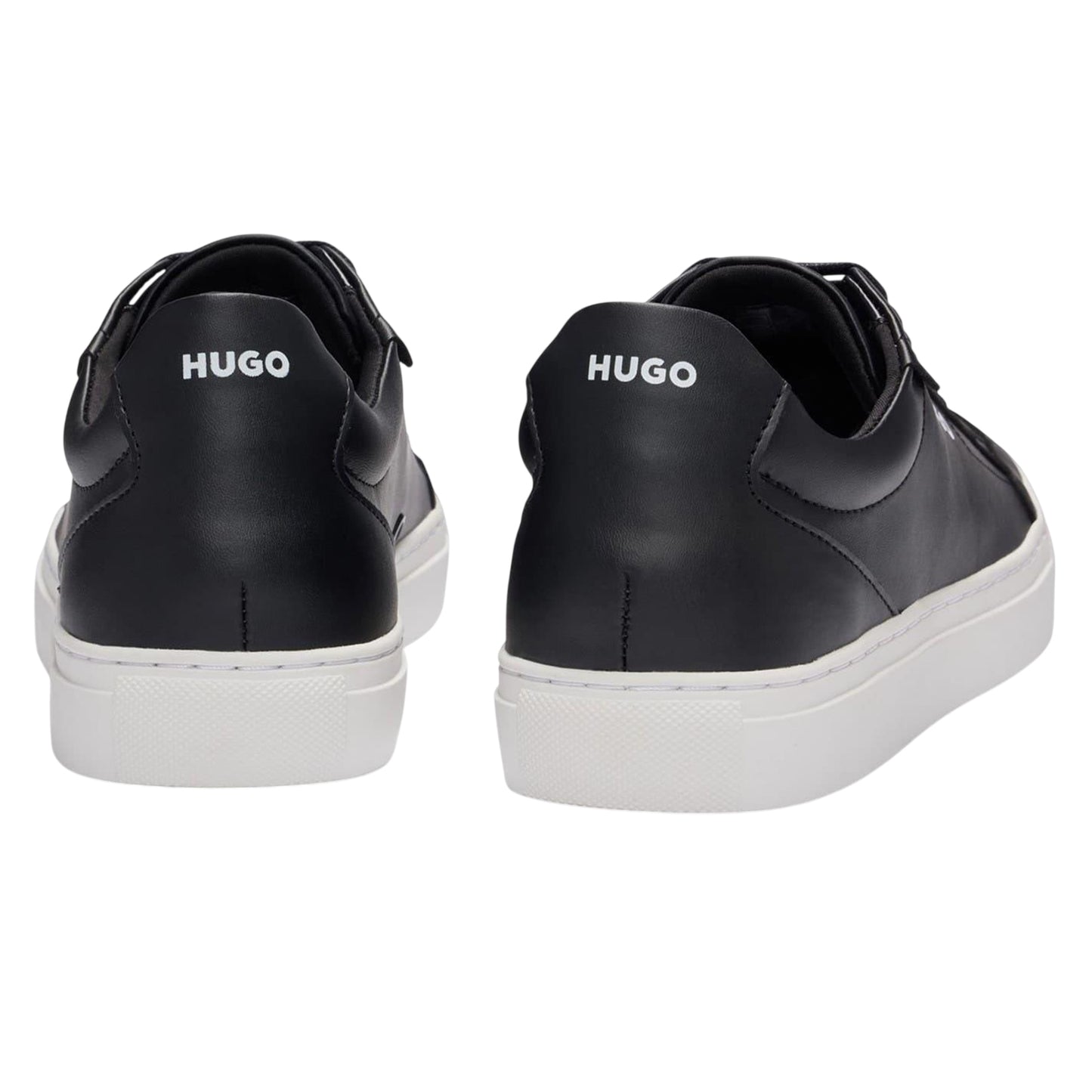 Black - Back - Hugo Mens Futurism Leather Round Toe Flat Trainers