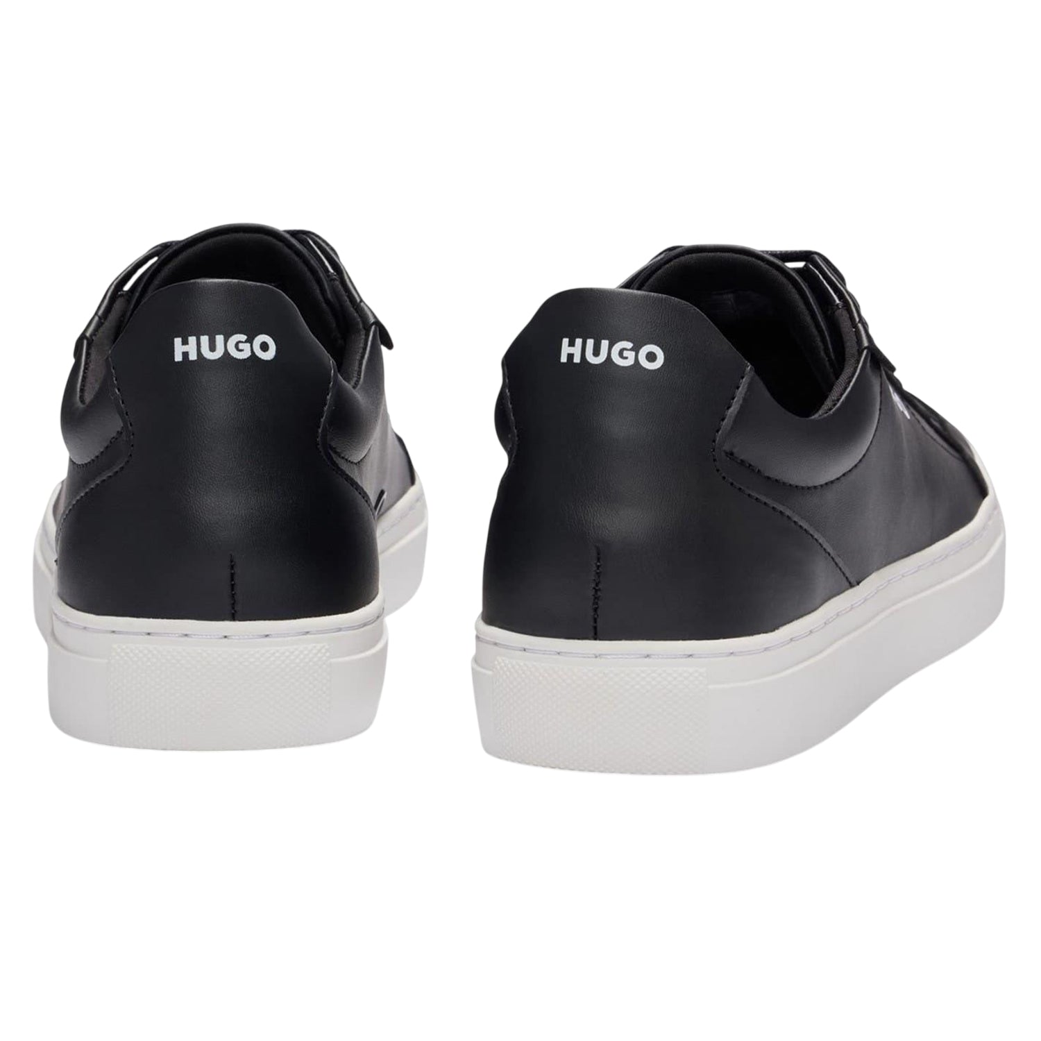 Black - Back - Hugo Mens Futurism Leather Round Toe Flat Trainers