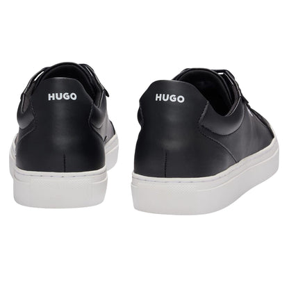 Black - Back - Hugo Mens Futurism Leather Round Toe Flat Trainers