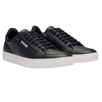 Black - Side - Hugo Mens Futurism Leather Round Toe Flat Trainers