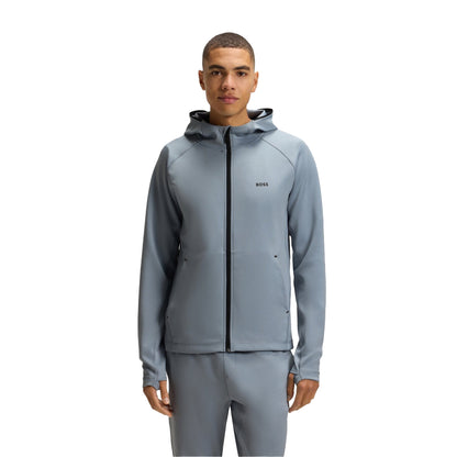 Dark Grey - Side - Boss Mens Active Workout Full Zip Hoodie