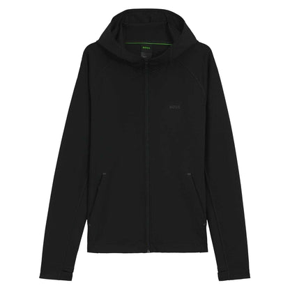 Black - Front - Boss Mens Active Workout Full Zip Hoodie