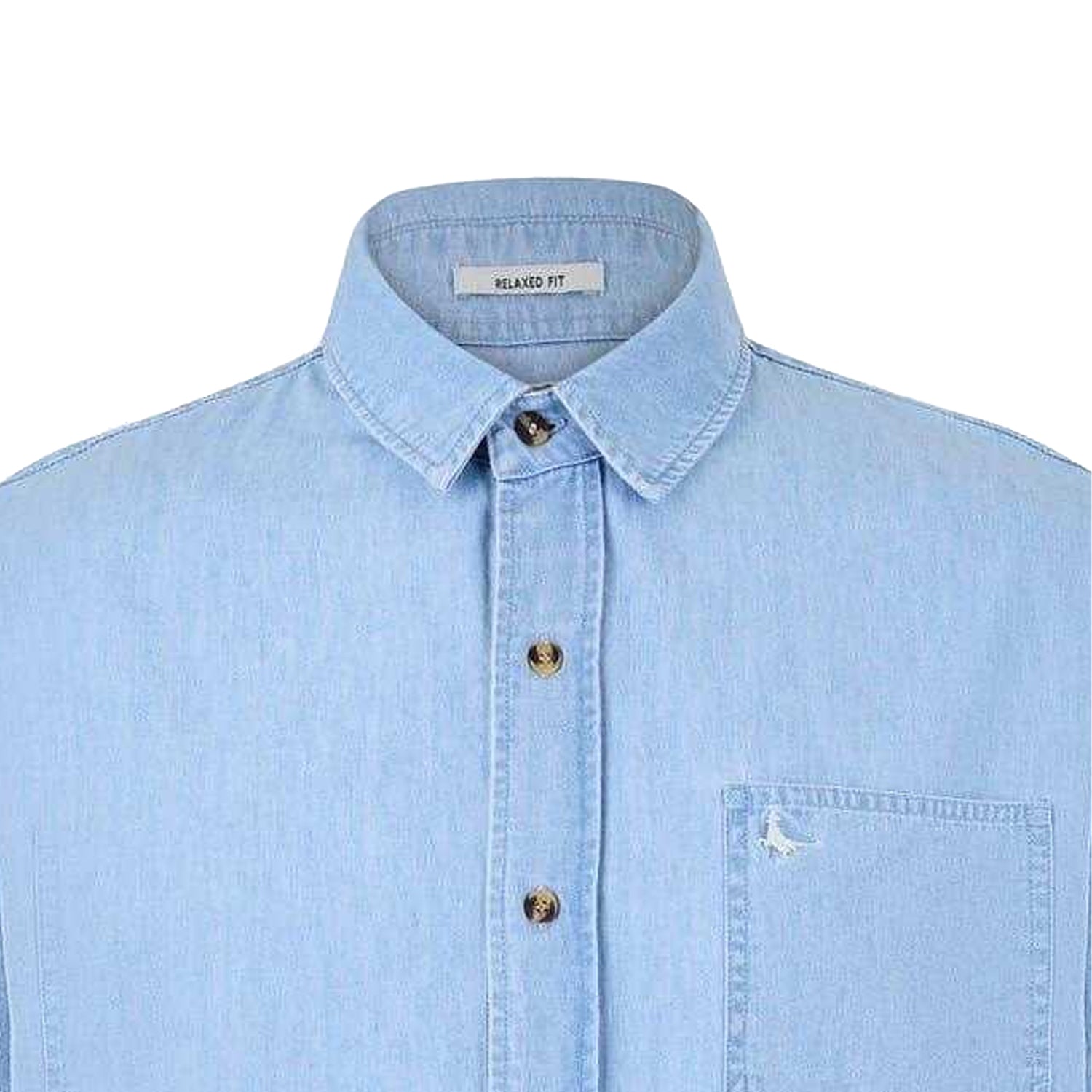 Light Wash - Side - Jack Wills Mens Chambray Relaxed Fit Long-Sleeved Shirt
