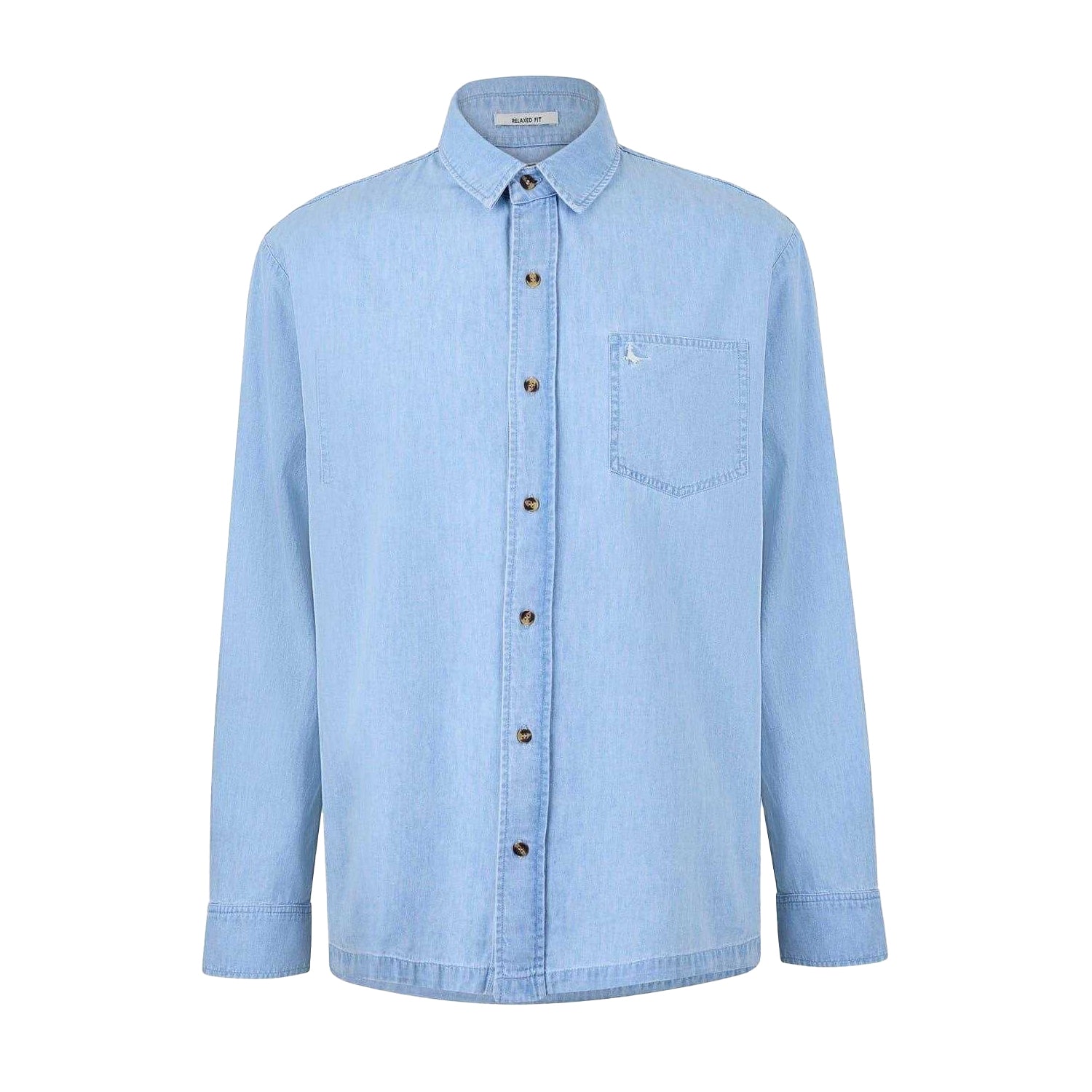Light Wash - Front - Jack Wills Mens Chambray Relaxed Fit Long-Sleeved Shirt