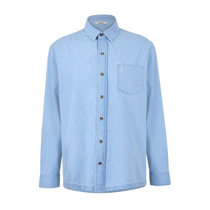 Light Wash - Front - Jack Wills Mens Chambray Relaxed Fit Long-Sleeved Shirt