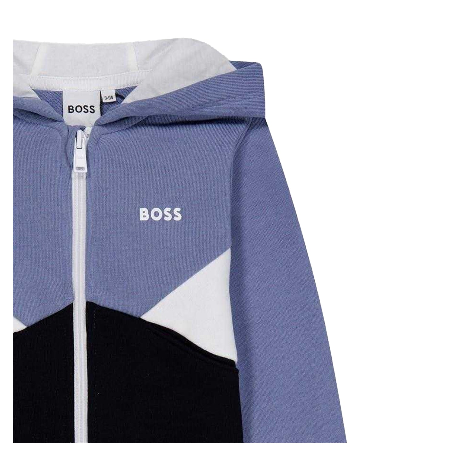 Medium Grey - Side - Boss Boys Colour Block Regular Full Zip Hoodie