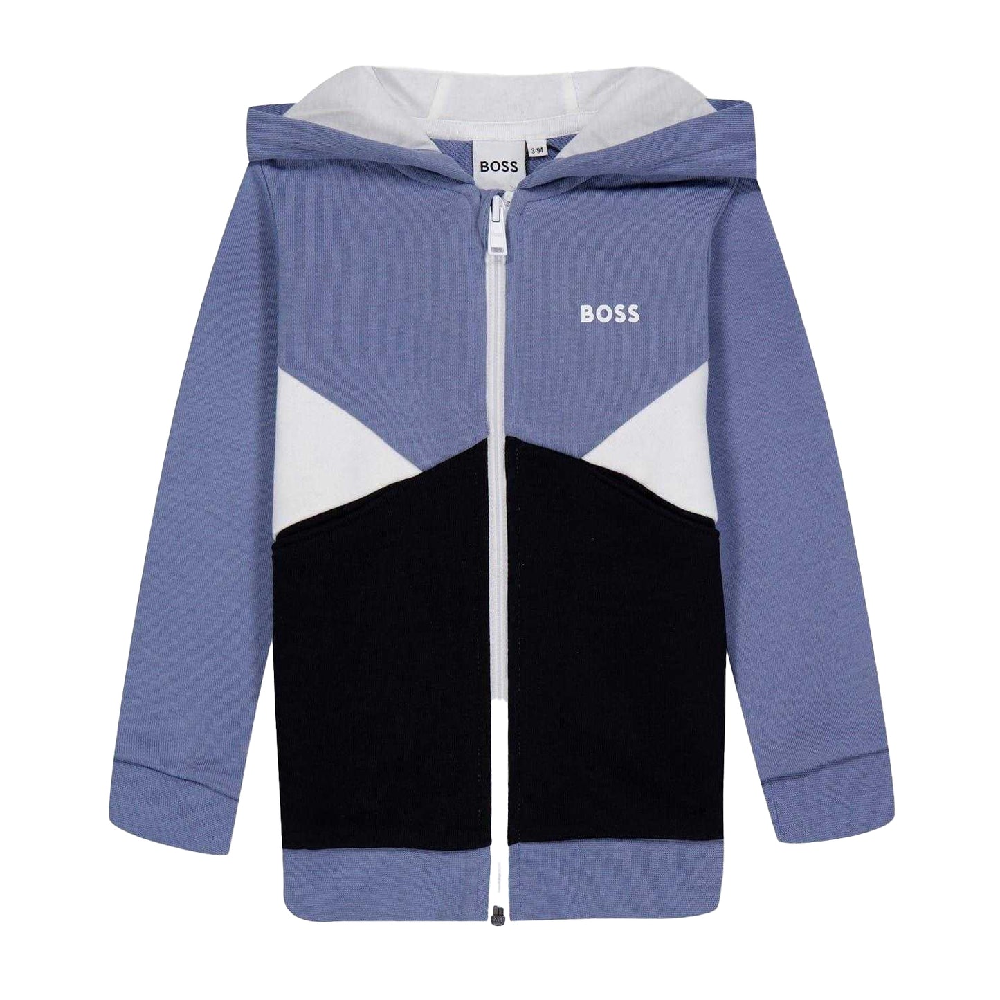 Medium Grey - Front - Boss Boys Colour Block Regular Full Zip Hoodie