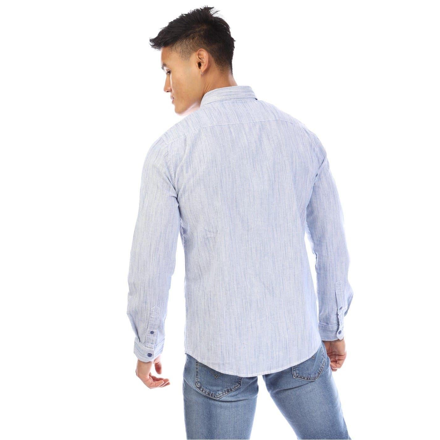 Blue - Back - Peter Werth Mens Regular Long-Sleeved Shirt