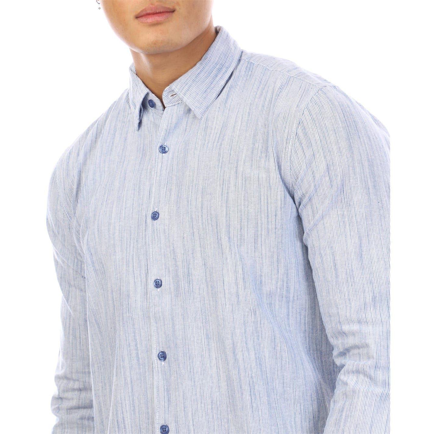 Blue - Side - Peter Werth Mens Regular Long-Sleeved Shirt