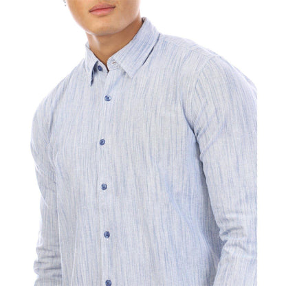 Blue - Side - Peter Werth Mens Regular Long-Sleeved Shirt