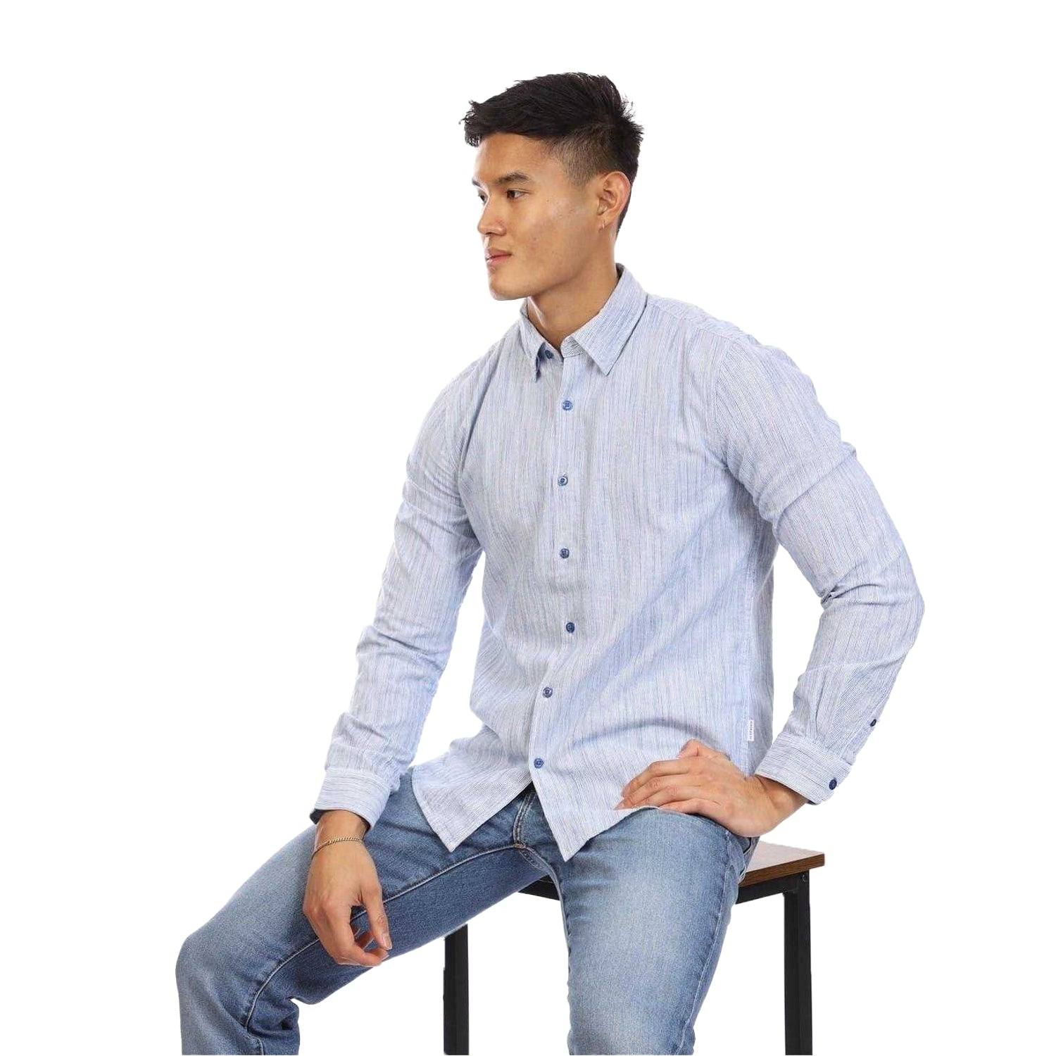Blue - Lifestyle - Peter Werth Mens Regular Long-Sleeved Shirt