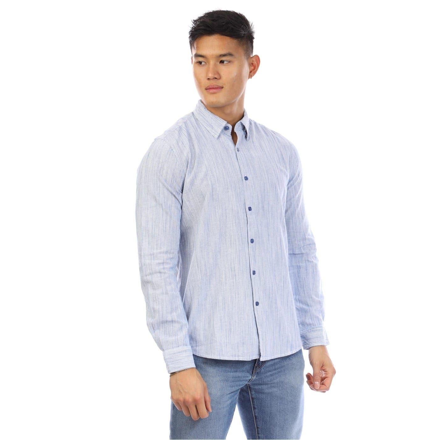 Blue - Front - Peter Werth Mens Regular Long-Sleeved Shirt