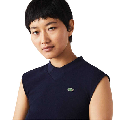 Navy - Lifestyle - Lacoste Womens-Ladies Organic Cotton Sleeveless Polo Shirt