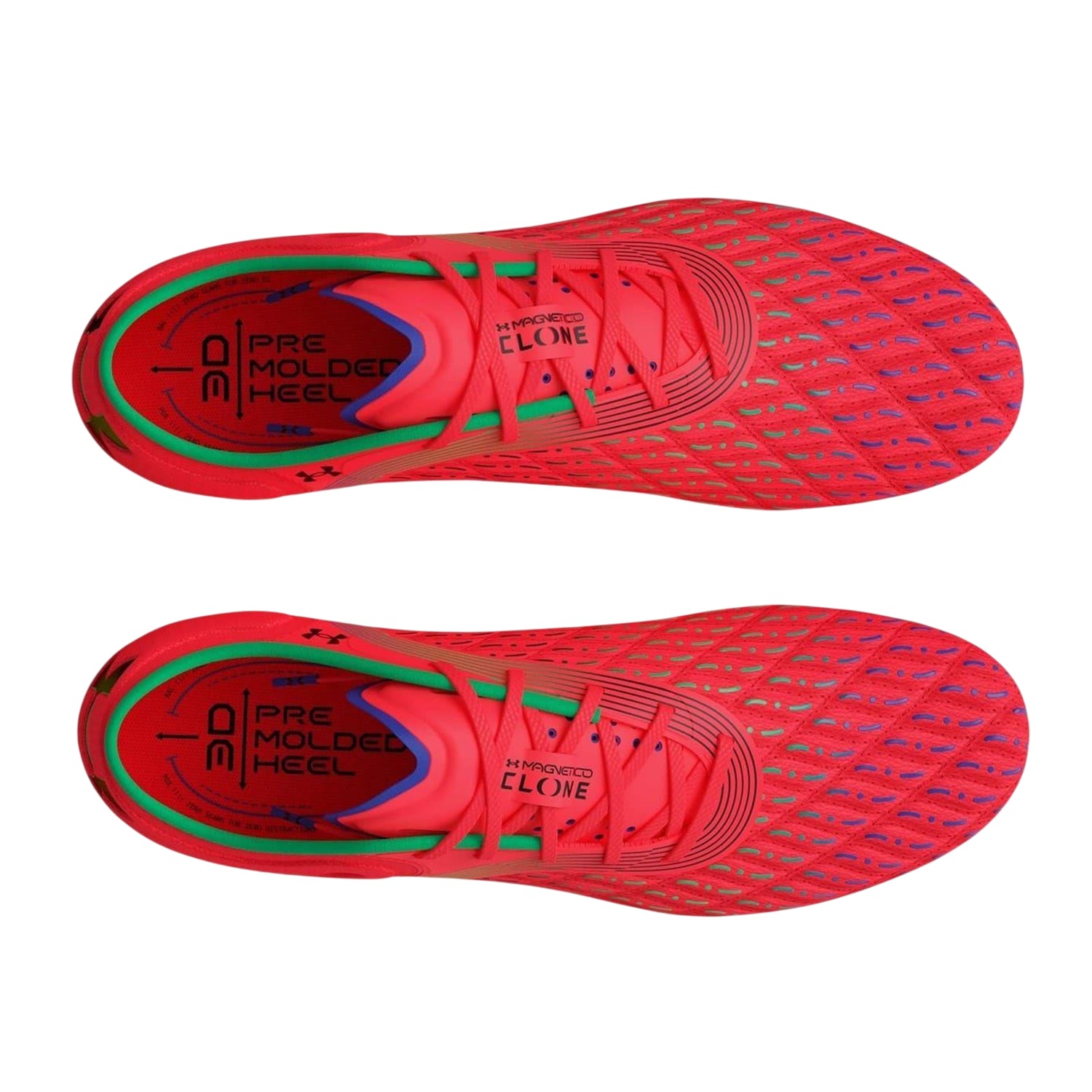 Red-Green-Black - Side - Under Armour Womens-Ladies Clone Magnetico Elite Firm Ground Football Boots