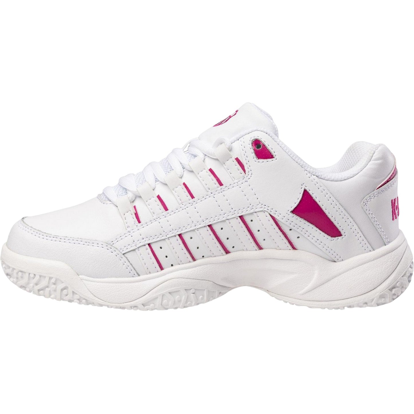 White - Side - K-Swiss Mens Logo Leather Low Cut Tennis Shoes