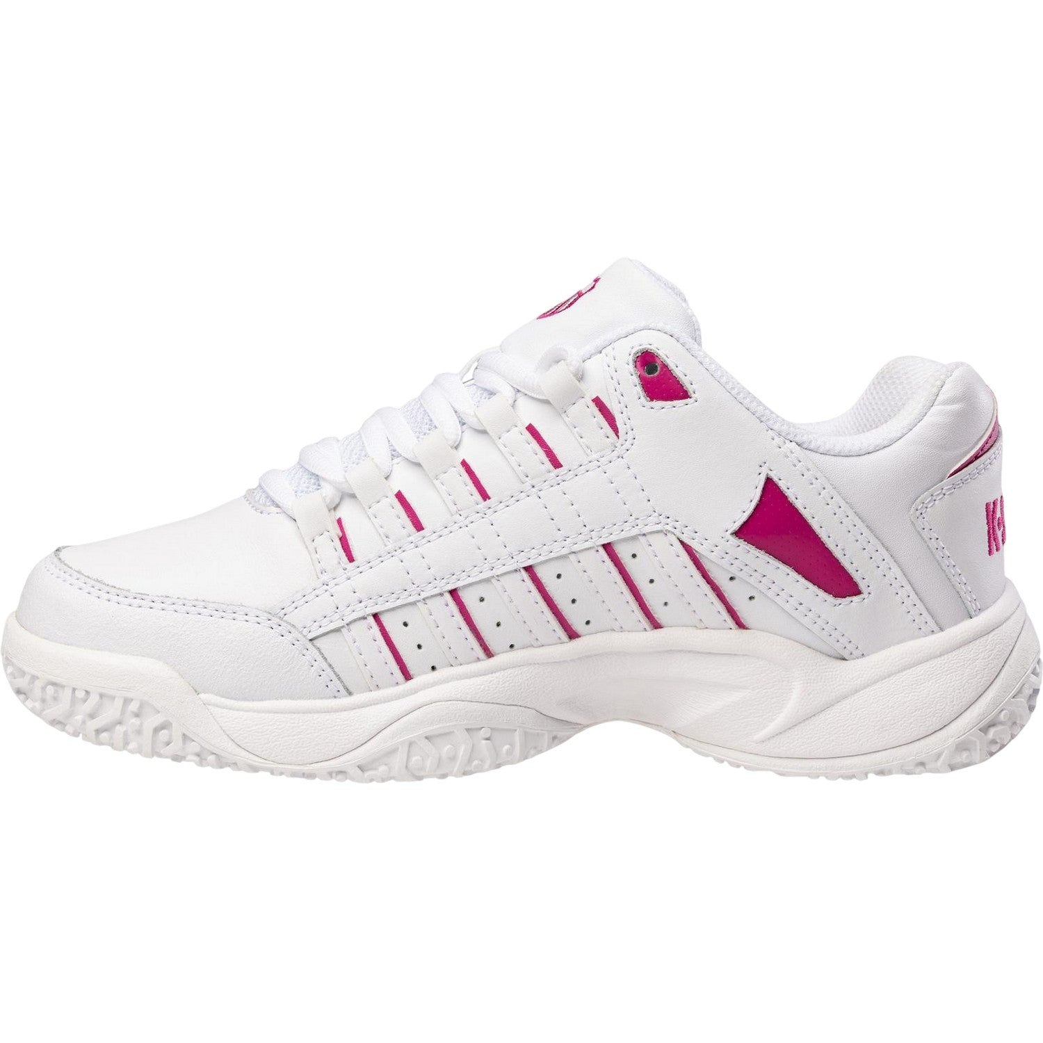 White - Side - K-Swiss Mens Logo Leather Low Cut Tennis Shoes