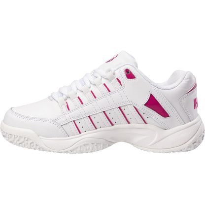 White - Side - K-Swiss Mens Logo Leather Low Cut Tennis Shoes