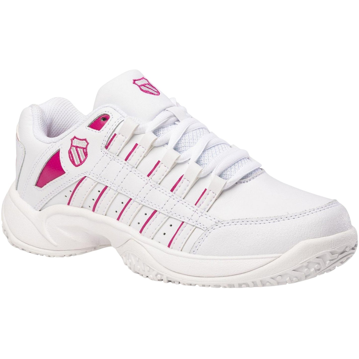 White - Pack Shot - K-Swiss Mens Logo Leather Low Cut Tennis Shoes