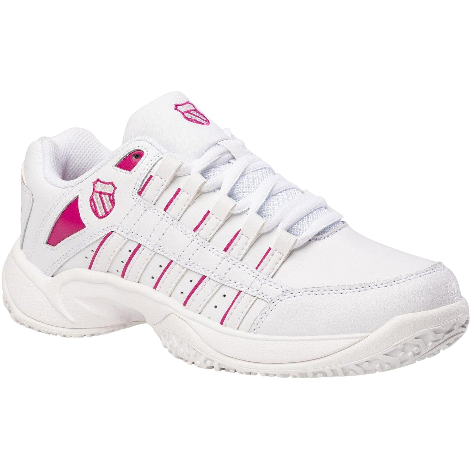 White - Pack Shot - K-Swiss Mens Logo Leather Low Cut Tennis Shoes