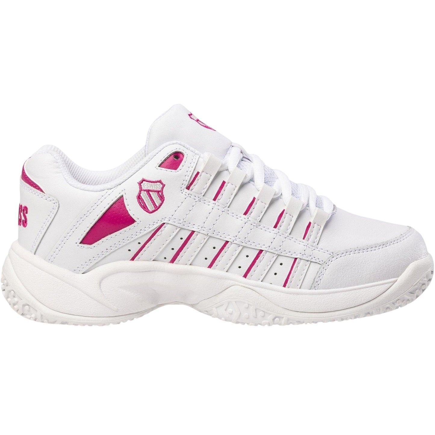 White - Front - K-Swiss Mens Logo Leather Low Cut Tennis Shoes