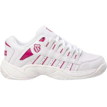 White - Front - K-Swiss Mens Logo Leather Low Cut Tennis Shoes