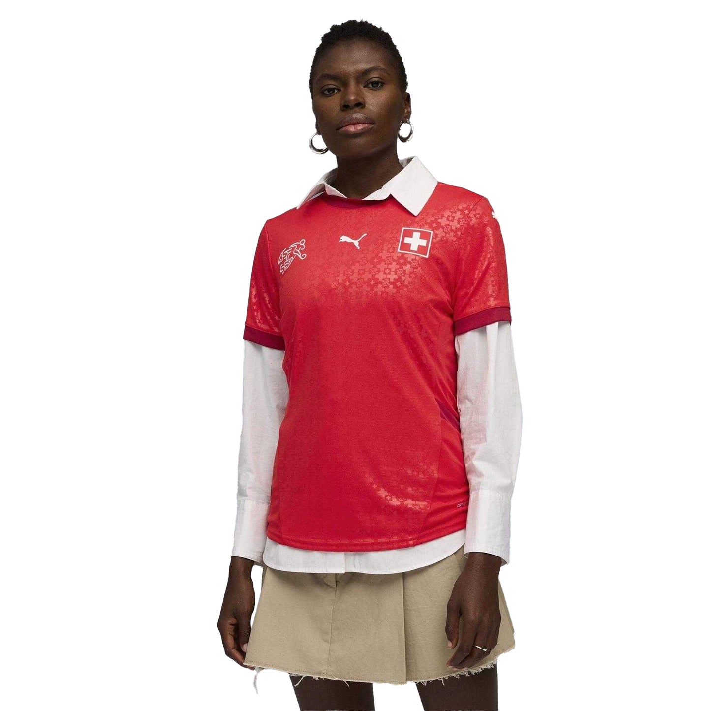 Red - Side - Switzerland Womens-Ladies 2025 Puma Home Shirt