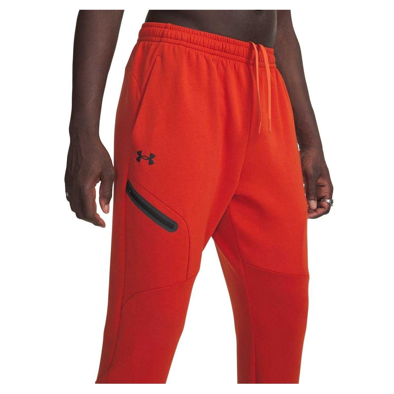 Orange - Side - Under Armour Mens Unstoppable Fleece Zip Pocket Joggers