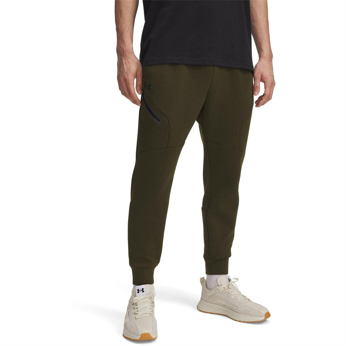 Green - Front - Under Armour Mens Unstoppable Fleece Zip Pocket Joggers