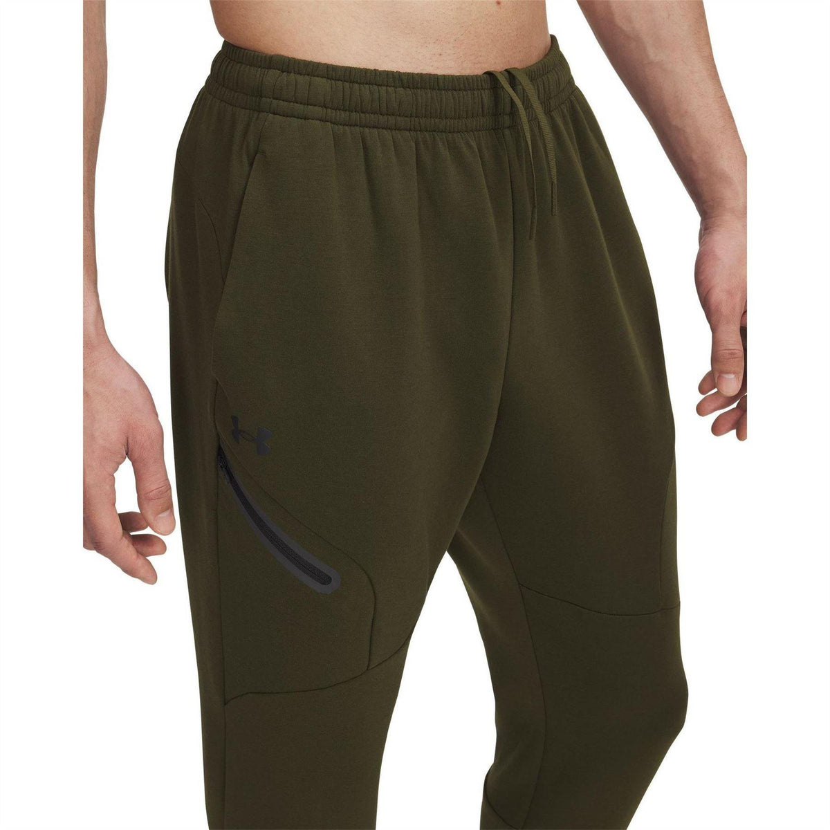 Green - Side - Under Armour Mens Unstoppable Fleece Zip Pocket Joggers