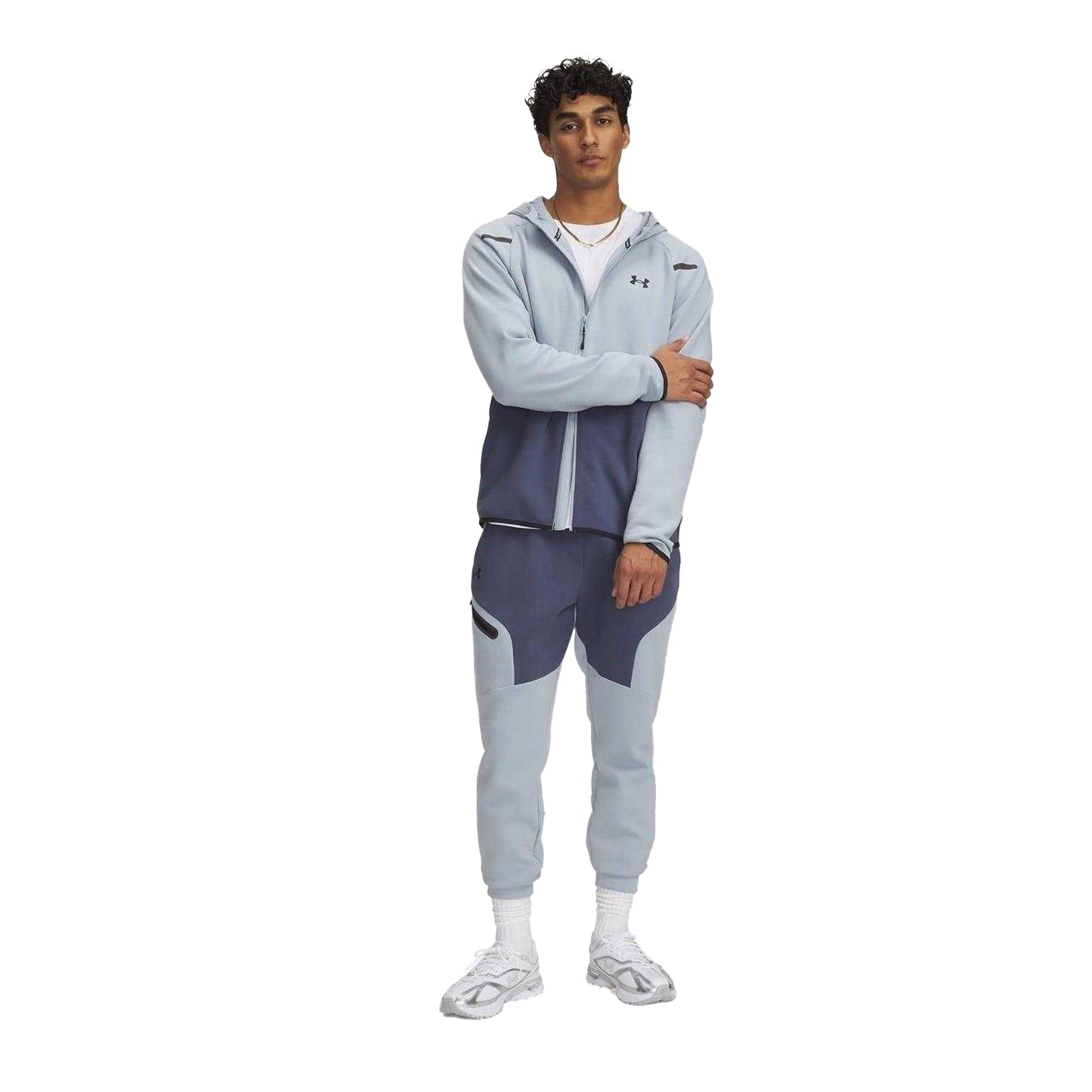 Grey-Blue-Black - Lifestyle - Under Armour Mens Unstoppable Fleece Zip Pocket Joggers