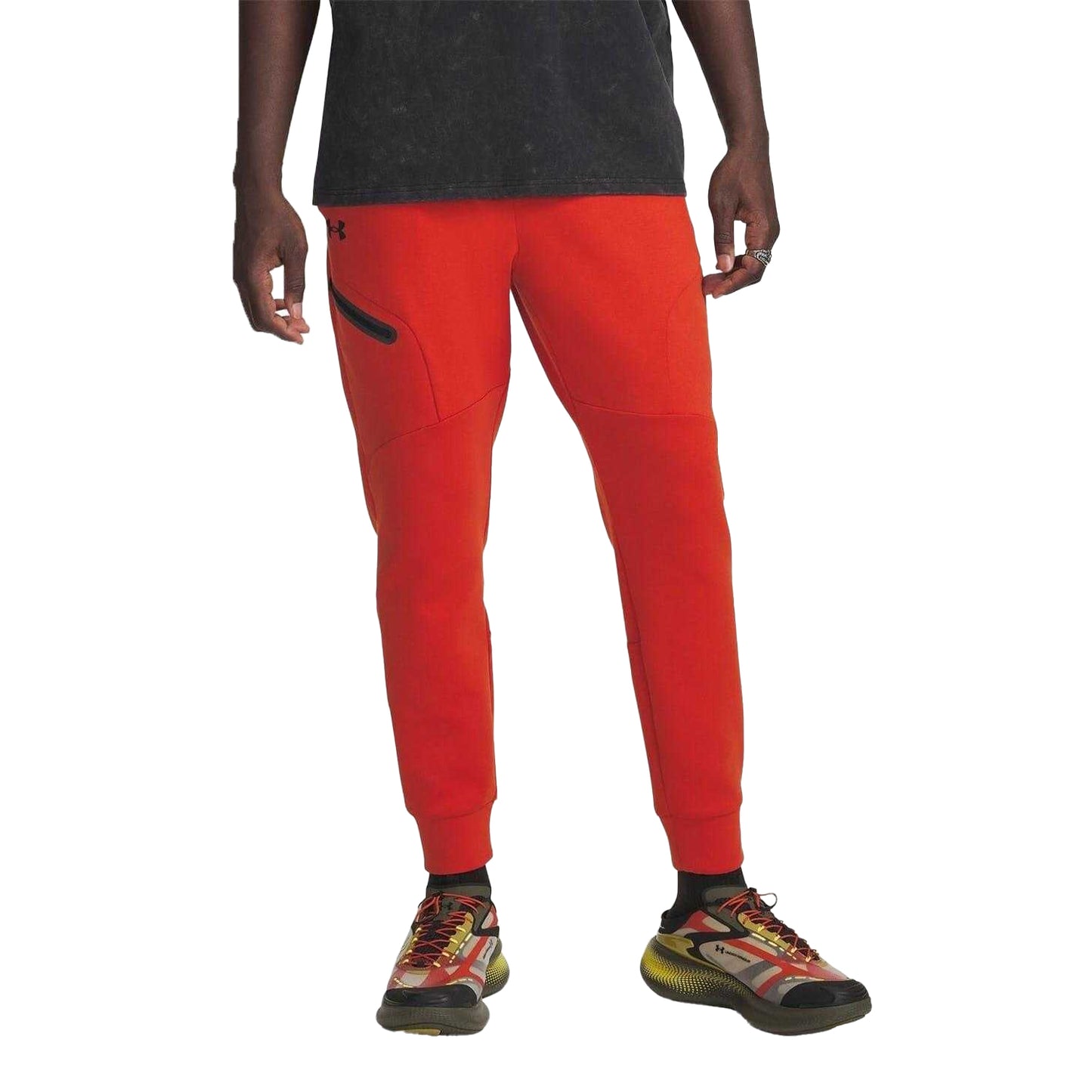 Orange - Front - Under Armour Mens Unstoppable Fleece Zip Pocket Joggers