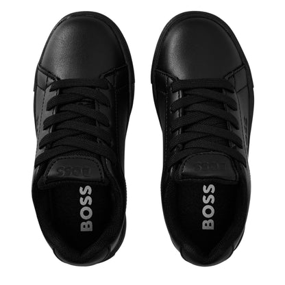 Black - Side - Boss Childrens-Kids Logo Low Cut Trainers