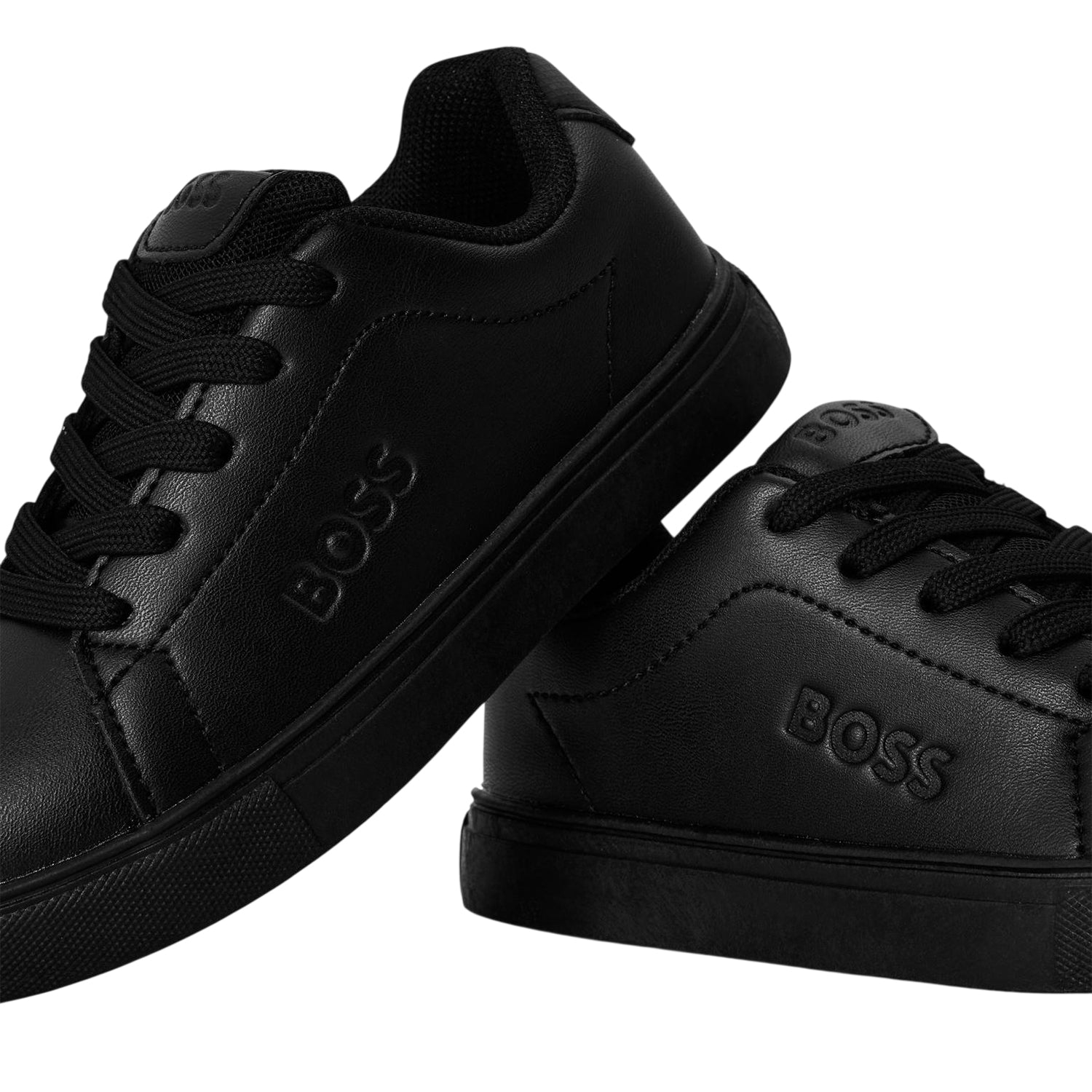 Black - Lifestyle - Boss Childrens-Kids Logo Low Cut Trainers