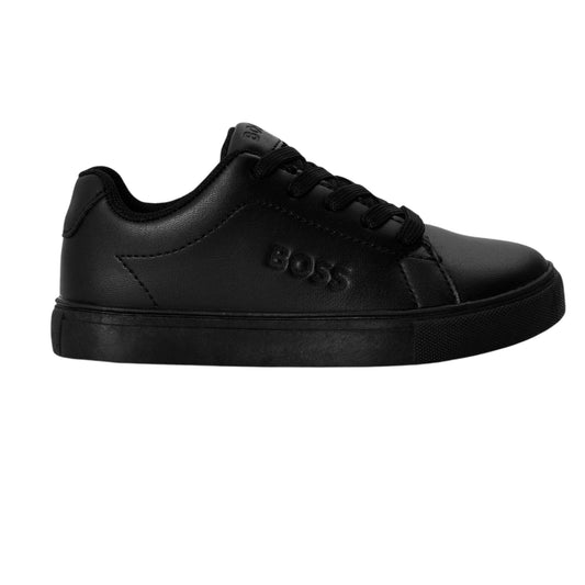 Black - Front - Boss Childrens-Kids Logo Low Cut Trainers