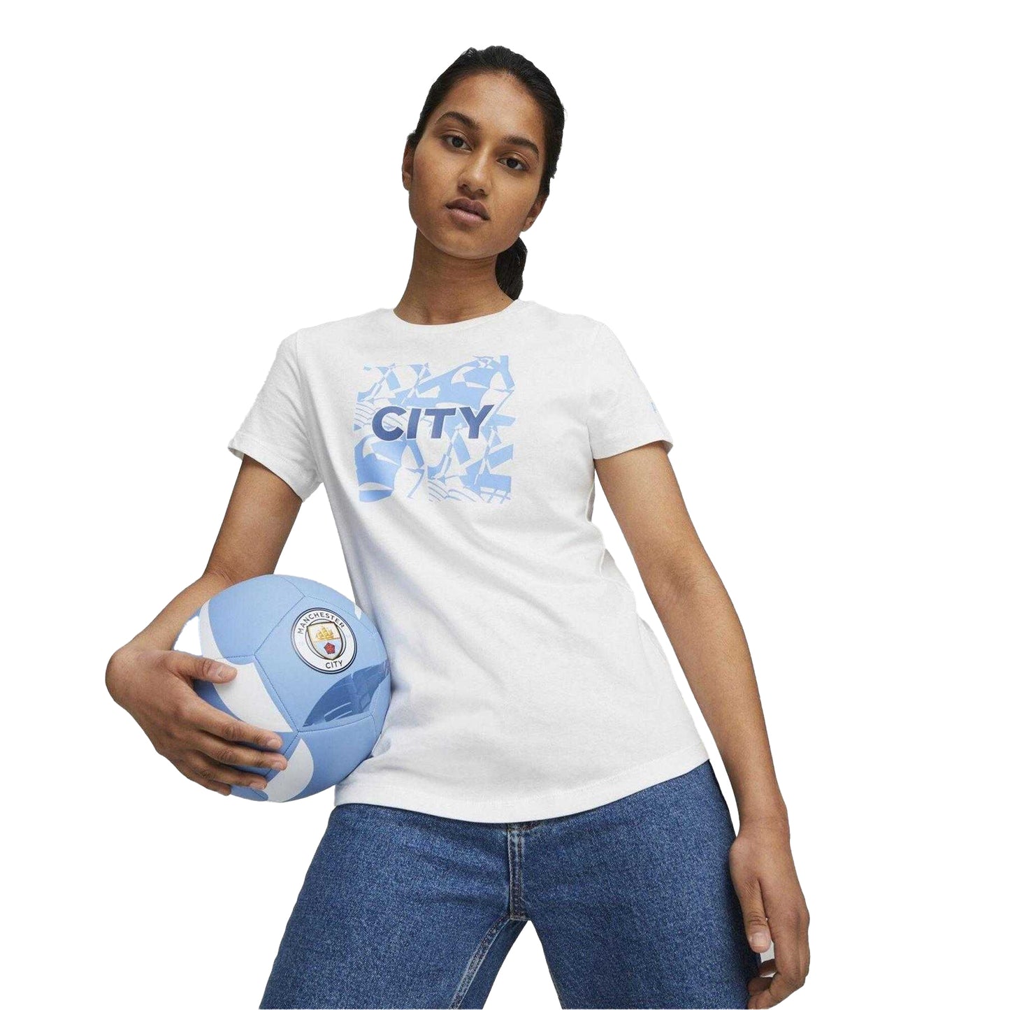 Puma White - Side - Puma Womens-Ladies Ftbl core Manchester City FC T-Shirt
