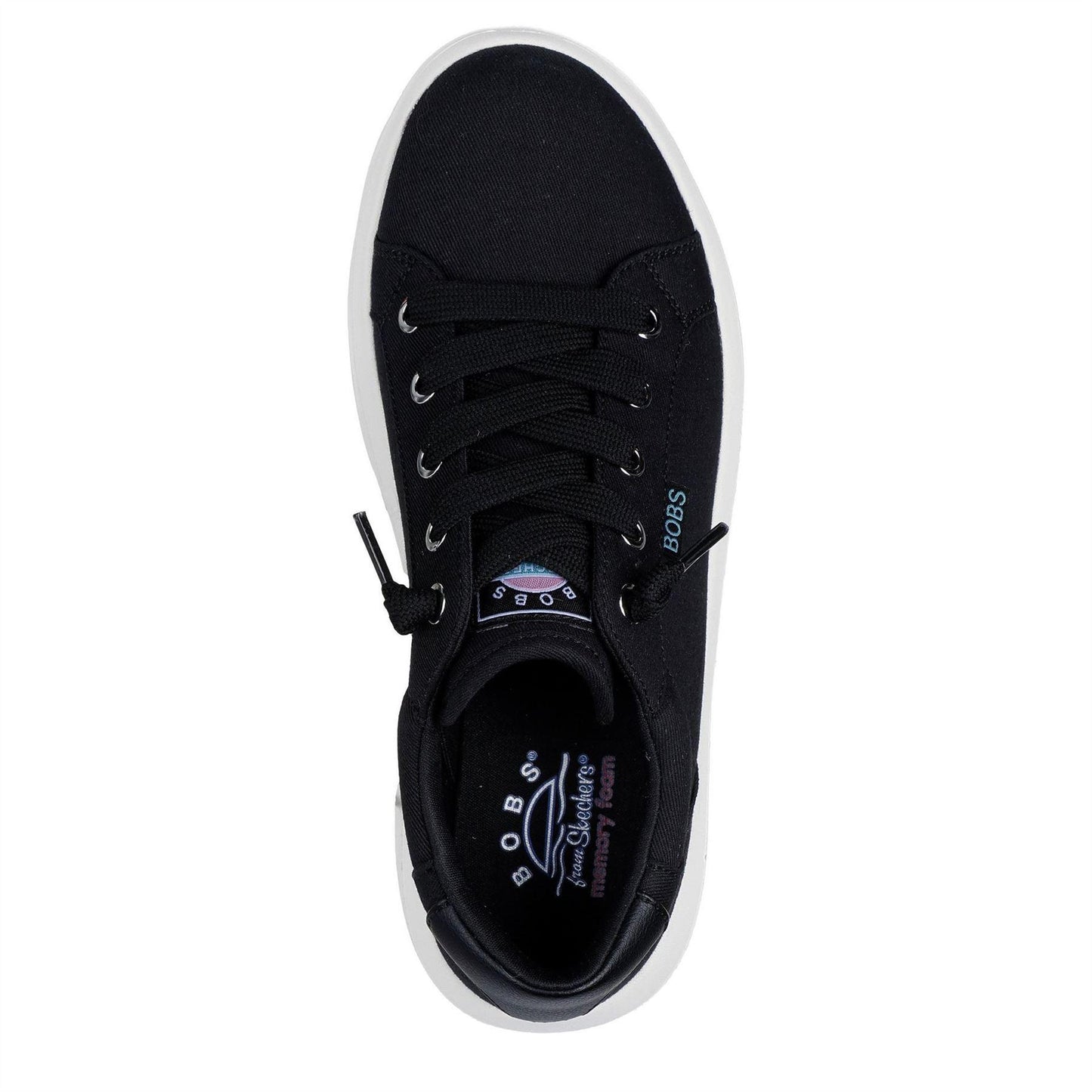 Black - Side - Skechers Womens-Ladies Popupsmax Canvas Platform Trainers