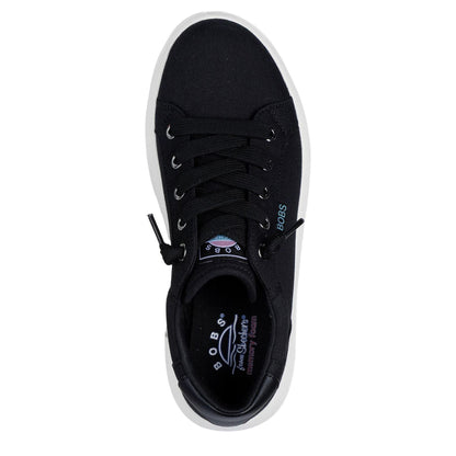 Black - Side - Skechers Womens-Ladies Popupsmax Canvas Platform Trainers