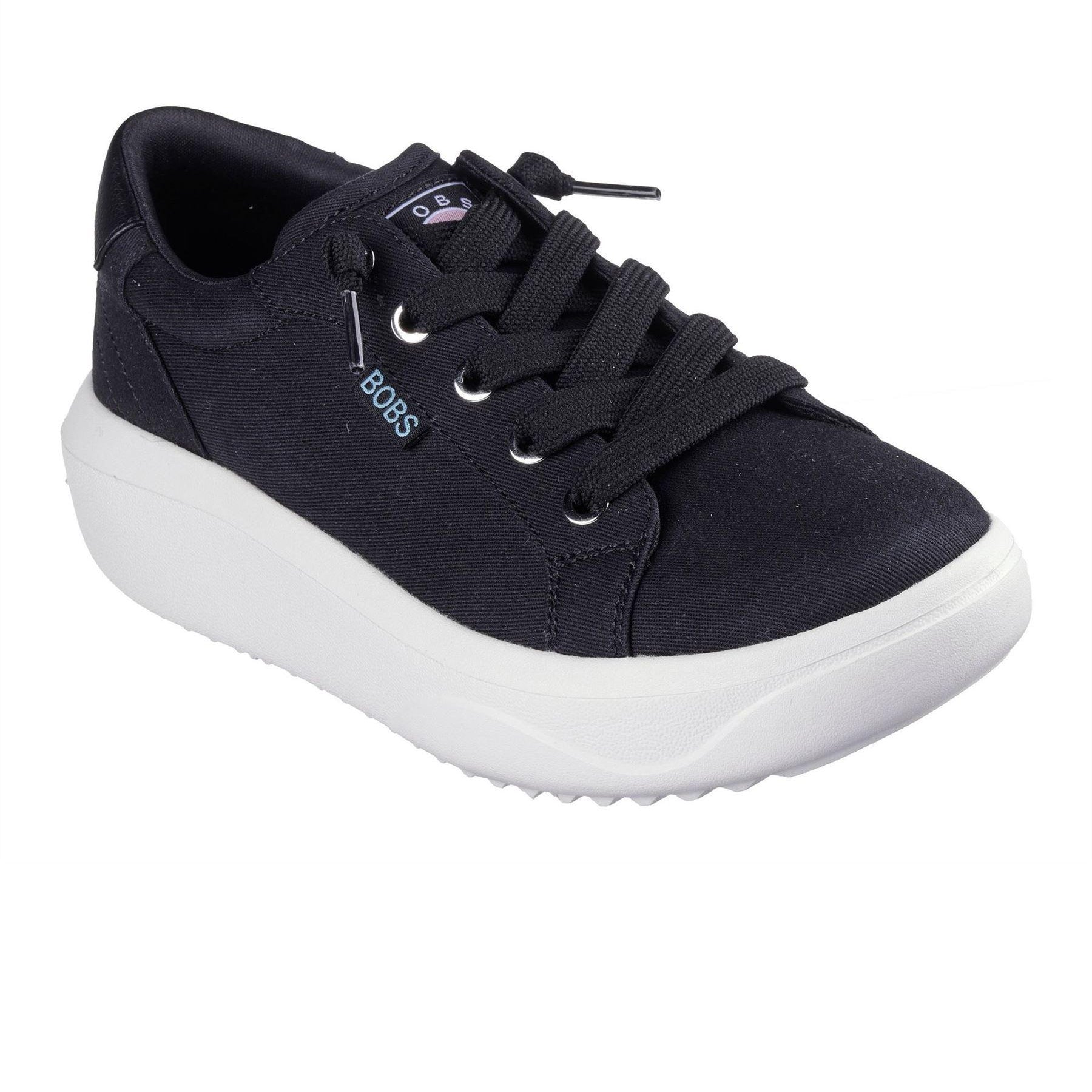 Black - Lifestyle - Skechers Womens-Ladies Popupsmax Canvas Platform Trainers
