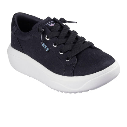Black - Lifestyle - Skechers Womens-Ladies Popupsmax Canvas Platform Trainers