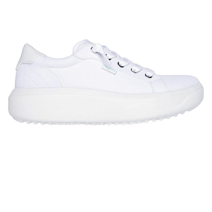 White - Front - Skechers Womens-Ladies Popupsmax Canvas Platform Trainers