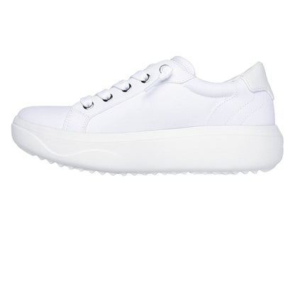 White - Back - Skechers Womens-Ladies Popupsmax Canvas Platform Trainers