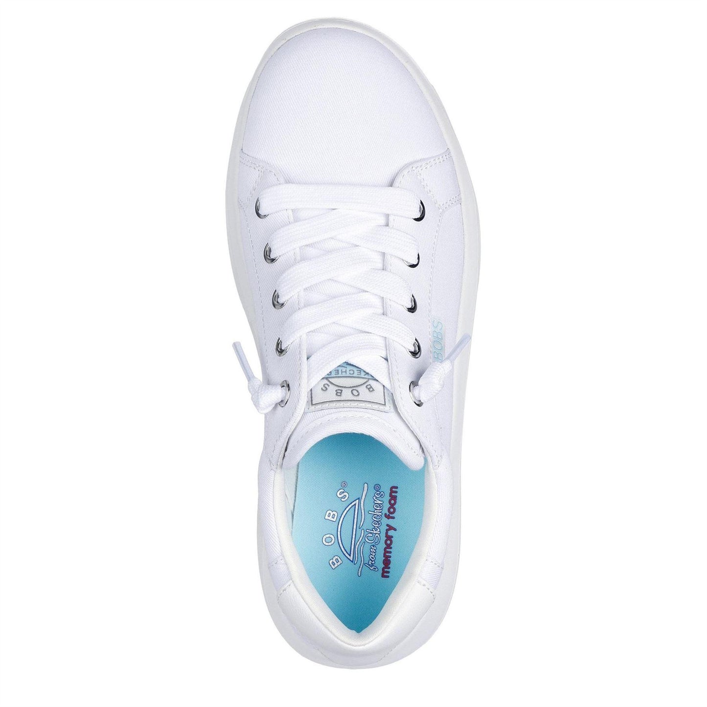 White - Side - Skechers Womens-Ladies Popupsmax Canvas Platform Trainers
