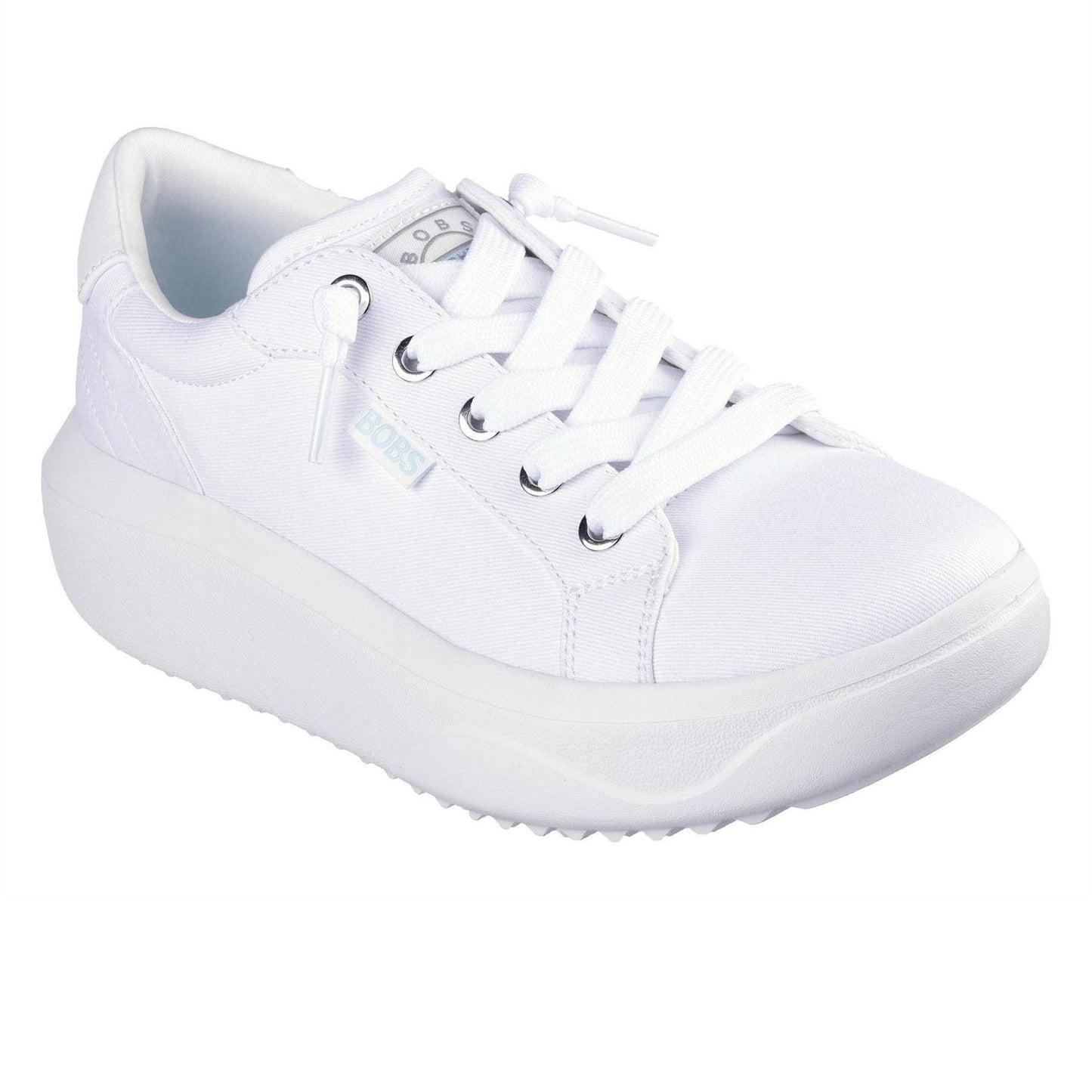 White - Lifestyle - Skechers Womens-Ladies Popupsmax Canvas Platform Trainers