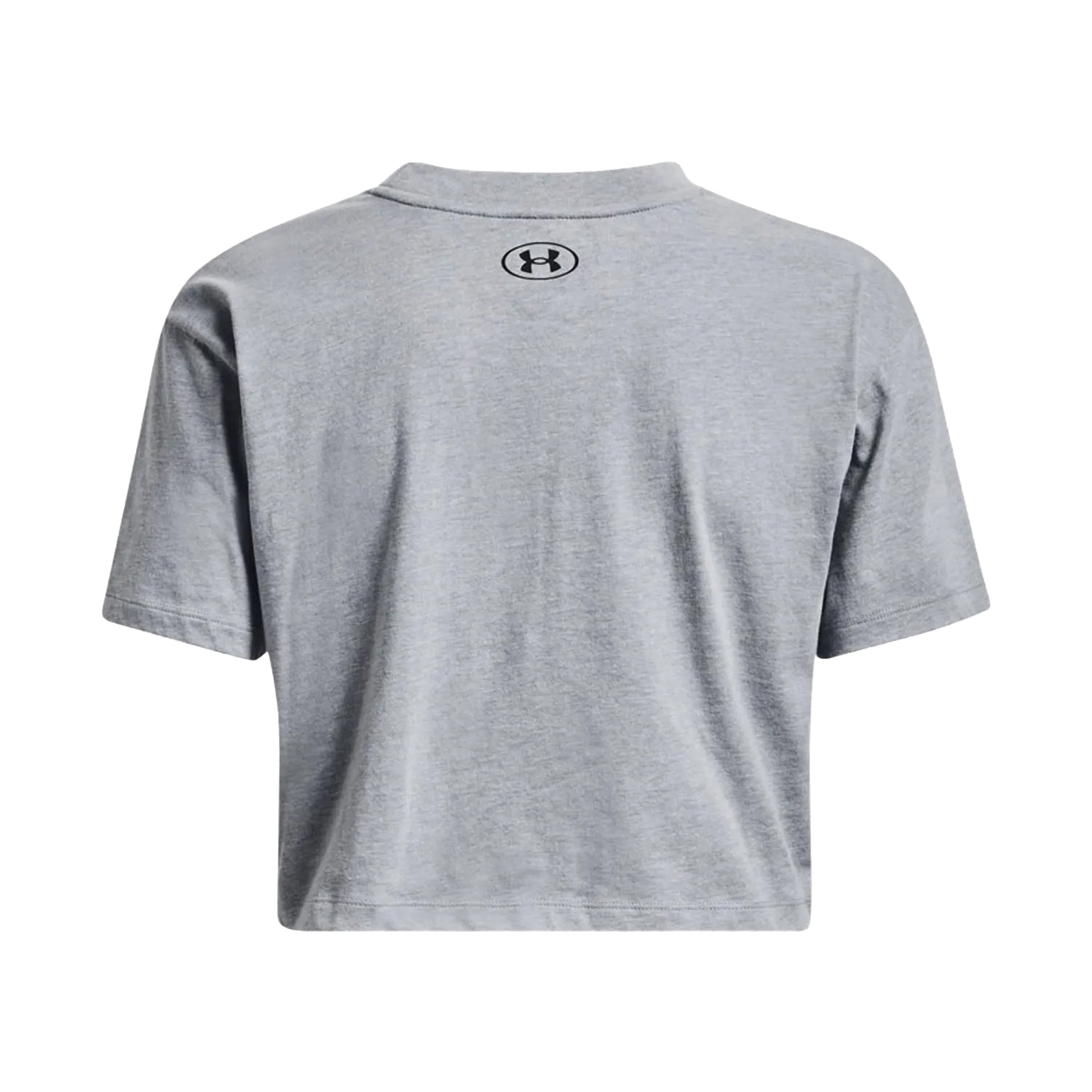 Grey - Back - Under Armour Womens-Ladies Collegiate Short-Sleeved Crop T-Shirt